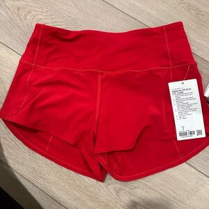 Lululemon Red Unworn Speed Up HR Short 2.5” *Lined Size 6